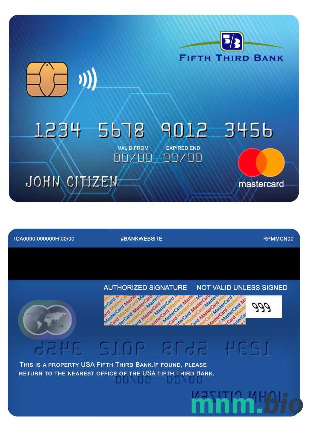 USA Fifth Third Bank przykład karty mastercard w formacie PSD